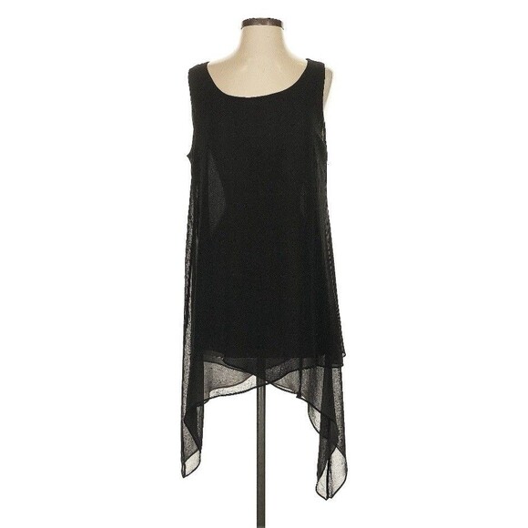 Soft Surroundings Tops - Soft Surroundings Womens 2X Tunic Top Sleeveless Layered Sheer Asymmetric Black
